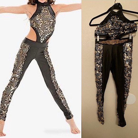 Weissman Costumes Reverence Dance Black Sequin Pleather Pants